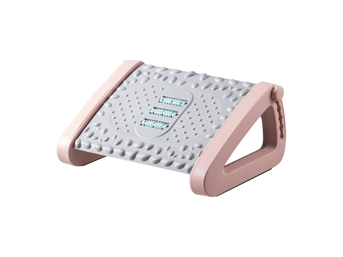 Taburete De Plástico Con Rodillo De Masaje, Color Rosa Compacto, Ideal Para Escritorio, Oficina Y Hogar.