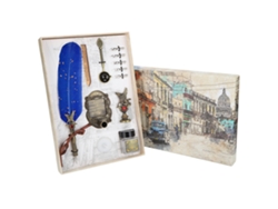 Set Pluma Pluma De Ave Estilo Clásico Retro Pluma De Tinta Para Caligrafía Regalo De Vacaciones Azul