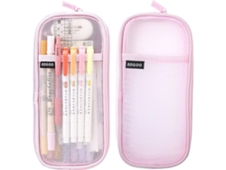 2026rebe-estuche De Lápices Transparente Linjou Mesh, Estuche Con Cremallera, Capacidad Grande, Color Rosa