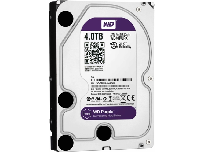 Disco HDD Interno WESTERN DIGITAL WD40PURX (4 TB - SATA - 5400 RPM)