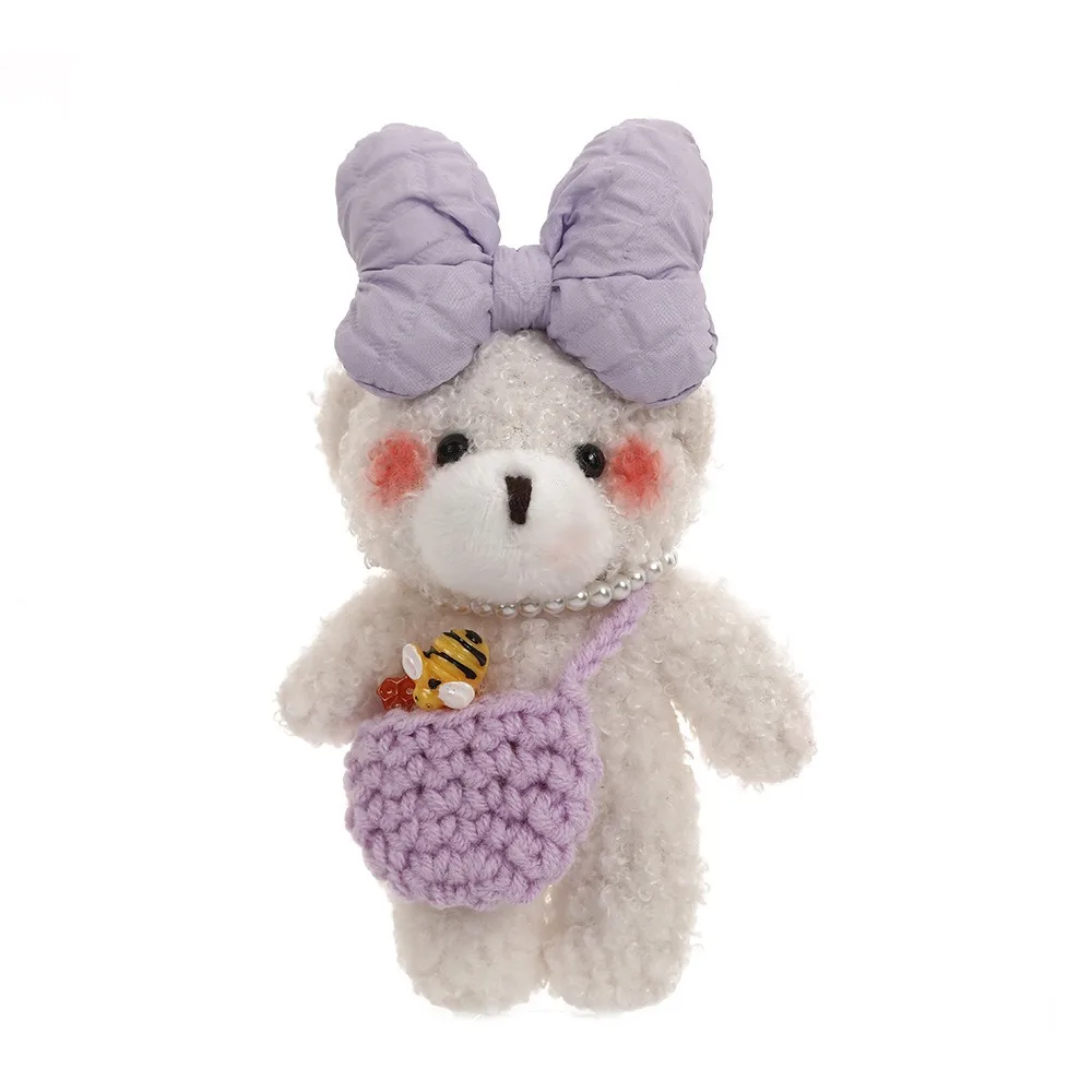 (morado) Oso De Peluche Con Llavero De Lazo, Accesorios Para Bolsos, Suave Juguete De Peluche