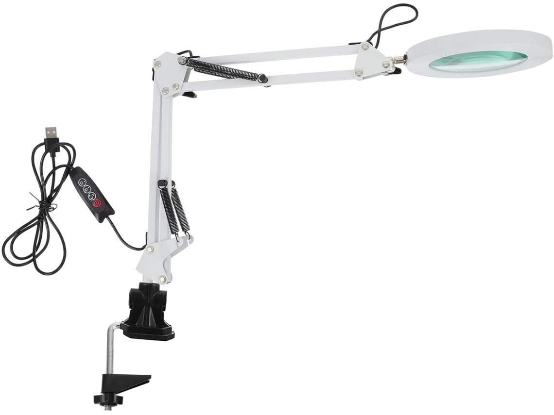 Lámpara De Escritorio Plegable Con Aumento Led De 3 Dioptrías, Luz Suave Y Sin Reflejos.