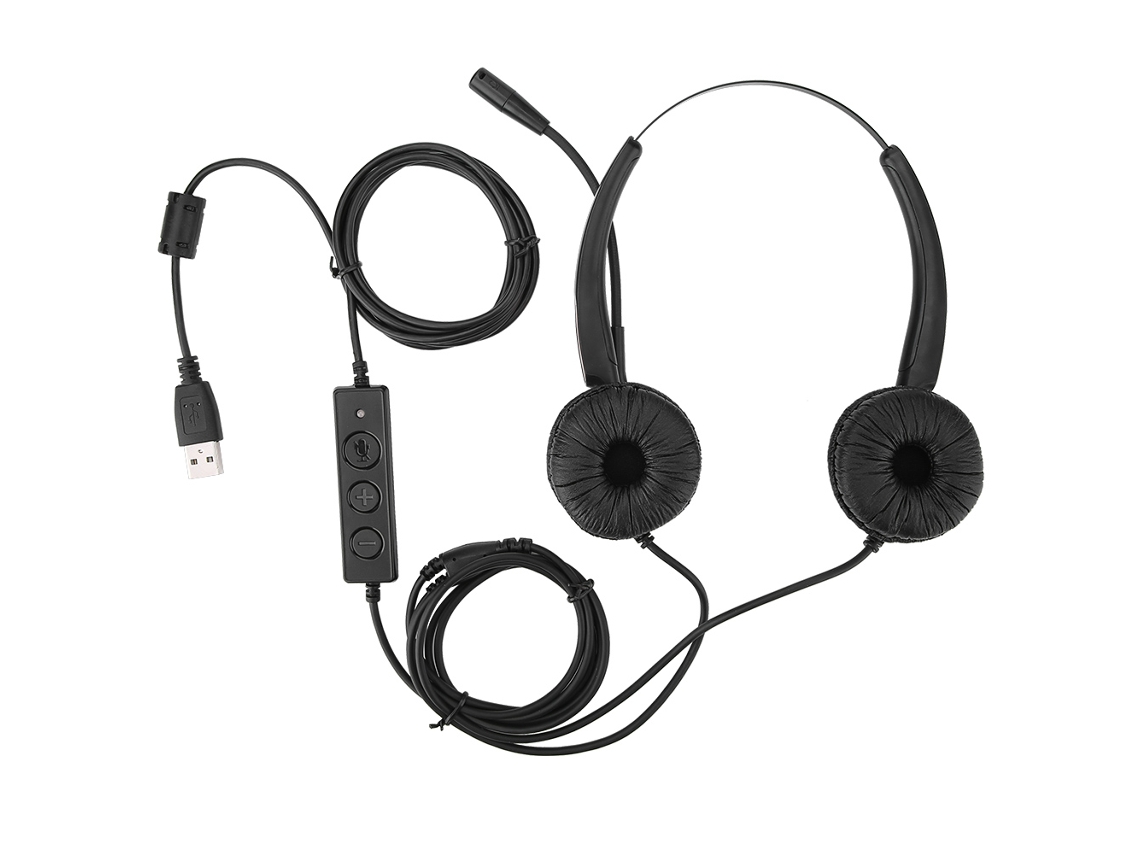 Auriculares para centro de llamadas con micrófono extensible y reducción de ruido