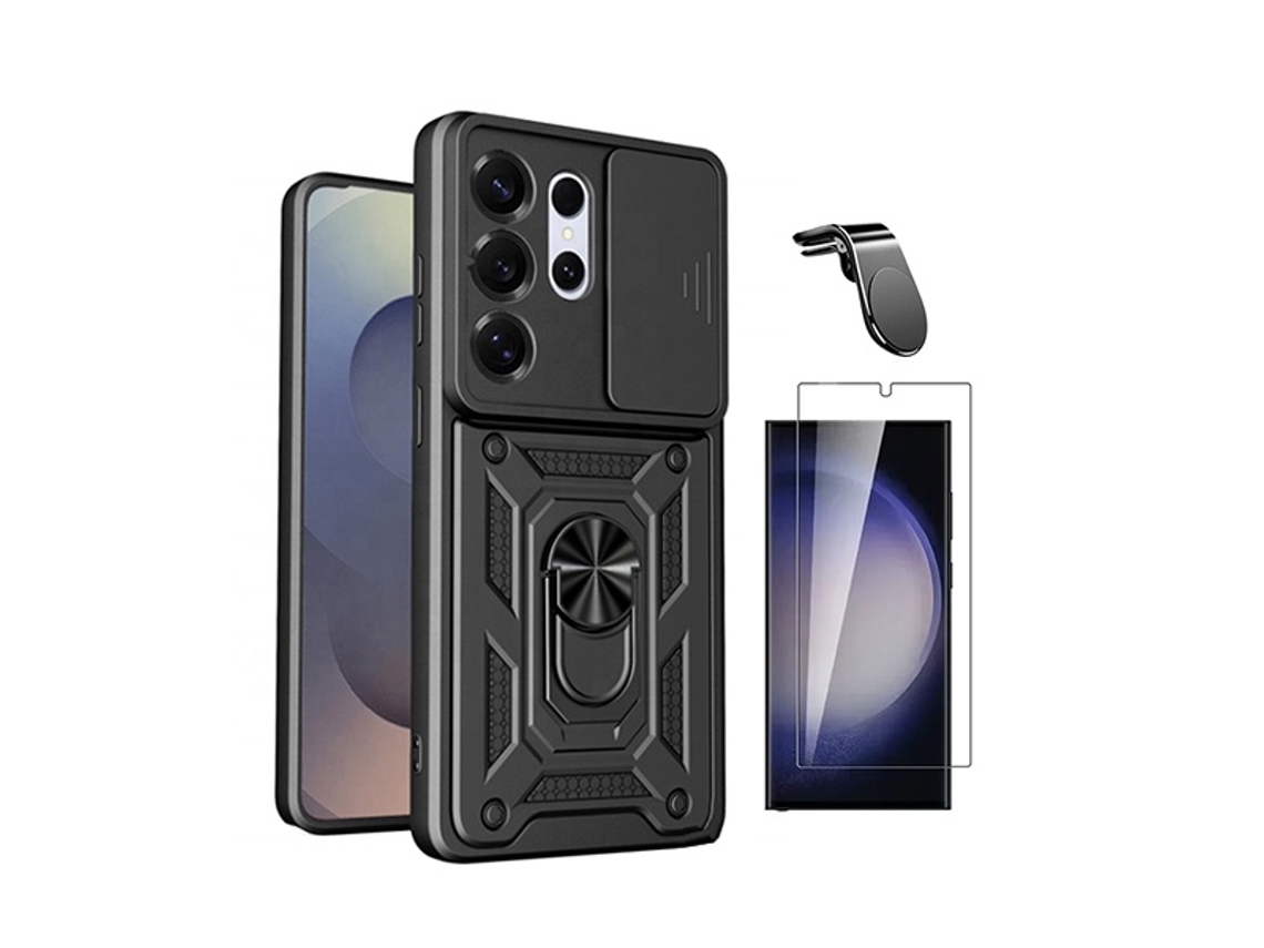 Kit Vidro Clearglass Capa Magnetic Slide Window Suporte L Phonecare Para Samsung Galaxy S26 Ultra - Preto