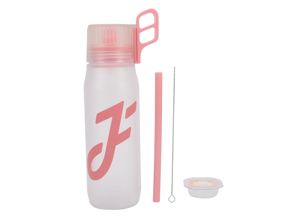 Kit Inicial de Água com Sabor Garrafa 650ml Sabor Chá com Leite Rosa Sem Açúcar