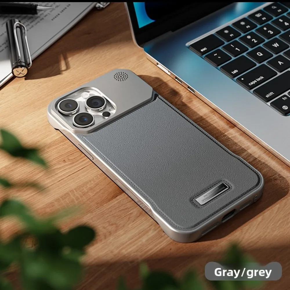 (iphone 15 Pro Max, Gris) Funda Magnética De Piel Sintética Para Iphone, Compatible Con Carga Inalámbrica.