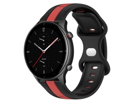 Correa de reloj inteligente para Amazfit GTR 2e 22 mm Hebilla de mariposa de silicona bicolor (Negro + Rojo)