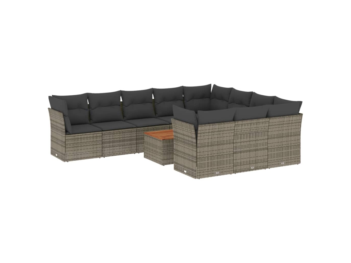Maison Exclusive - Set De Sofás De Jardín 11 Pzas Y Cojines Ratán Sintético Gris