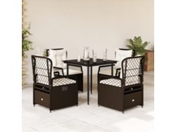 Juego de comedor de jardín de 5 piezas con cojines de mimbre marrón de DKD Home Decor