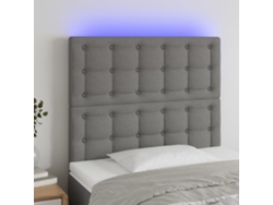 Cabecero Con Luces Led Tela Gris Oscuro 90x5x118/128 Cm
