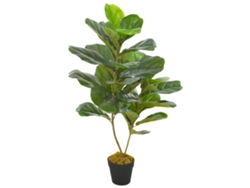 Higuera artificial con hojas de violín y jarrón verde de 90 cm, DKD HOME DECOR