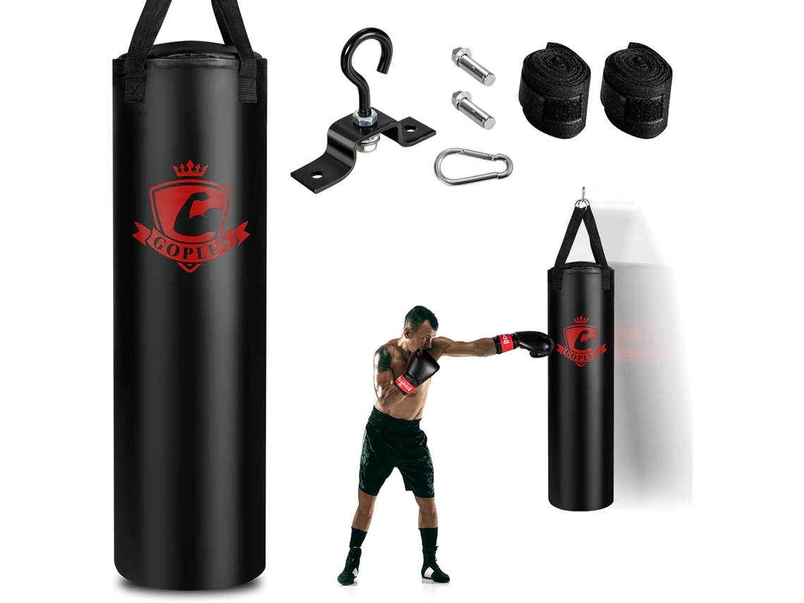Set Saco de Boxeo 28,5 kg para Adultos/Saco de Boxeo Colgado con Vendas y Guantes de Boxeo 12 oz COSTWAY
