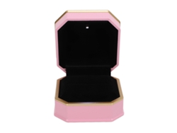 Caja de anillo rosa con luz LED para regalo de compromiso de boda