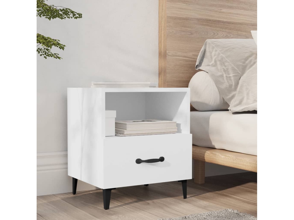 Mesita de Noche Derivados de Madera Blanco