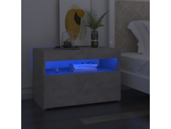 Mesa de Cabeceira LOVELY HOME Mesinha & Luzes Led 2 Pcs 60X35X40 Cm Cinza Cimento