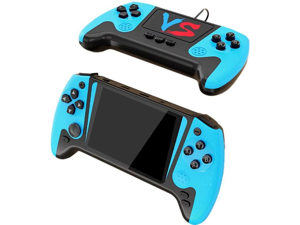 Consola de juegos portátil Gertiz Q21 con mando, pantalla HD de 3,5 pulgadas, 500 juegos integrados, color azul.