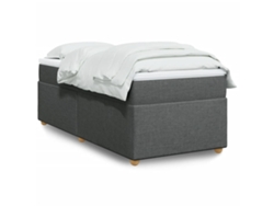 Cama Box Spring Con Colchón Tela Gris Oscuro 80x200 Cm