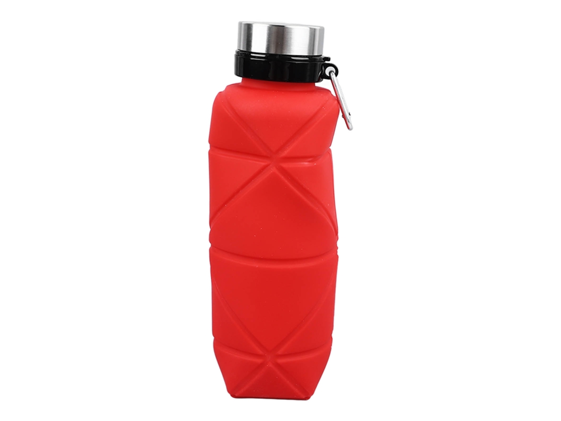 Botella de agua plegable sin marca, 700 ml, silicona de grado alimenticio, boca ancha, portátil, para niños, deportes, viajes, roja.