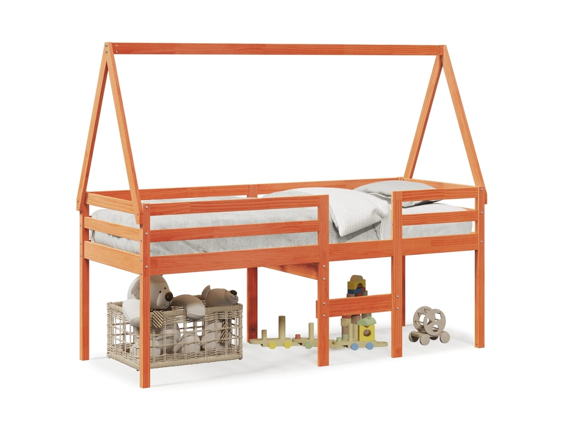 Maison Exclusive - Cama Alta Con Techo Madera Maciza De Pino Marrón Cera 80x200 Cm