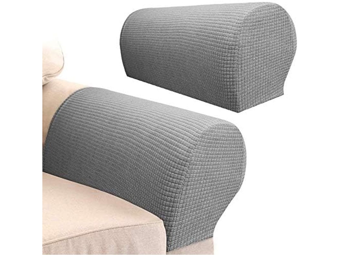 Protector De Reposo De Brazo Para Sofá Y Sillón, 2 Piezas, Antideslizante, Estirable, Color Gris Claro