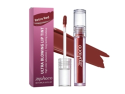 Maquillaje con brillo labial rojo claro estilo uniforme retro