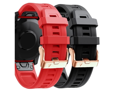 Correa Silicona Cierre Metálico para Garmin Fenix 6S Pro Rojo y Negro Pack 2X VEANXIN