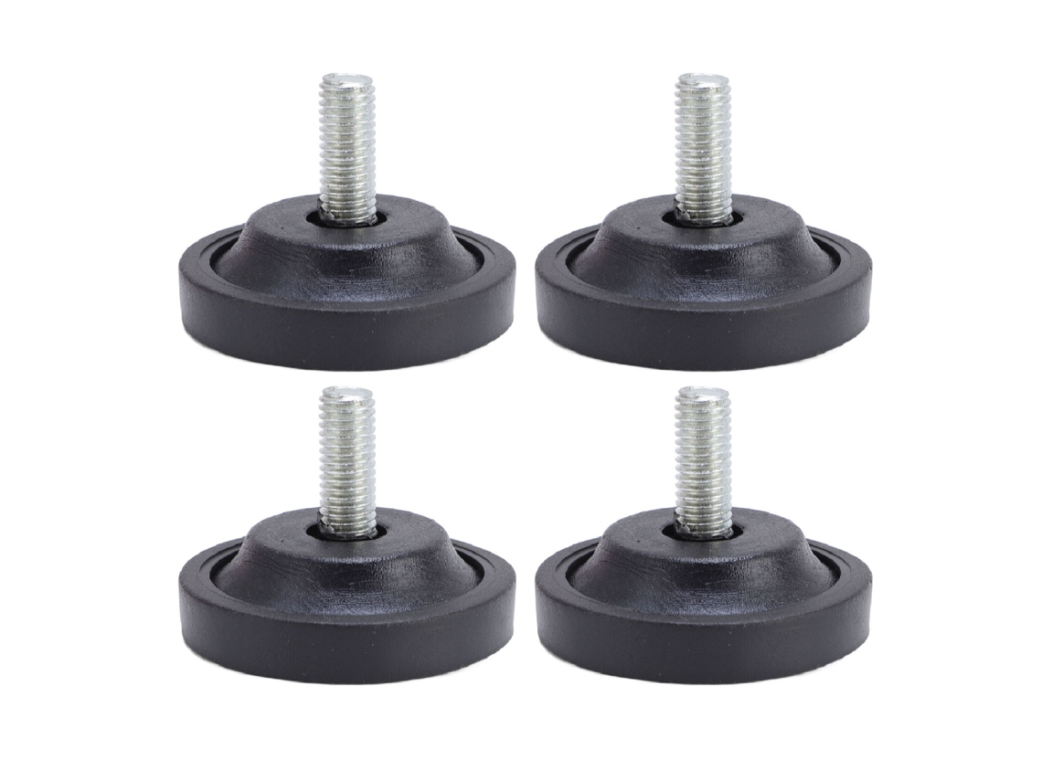4 Patas De Goma Ajustables Con Tornillos M10 Para Muebles, Mesas, Sillas Y Sofás De 58 Mm De Diámetro.