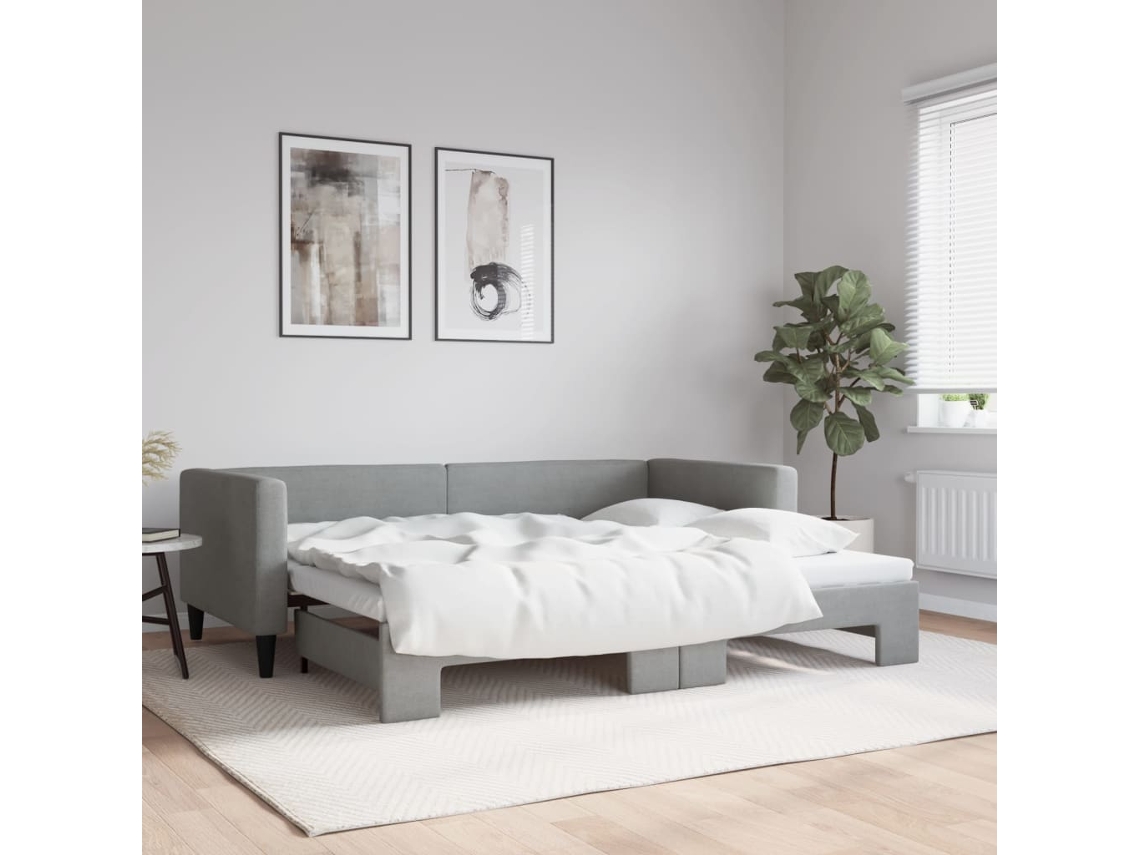Sofá Cama Nido Tela Gris Claro 90x190 Cm