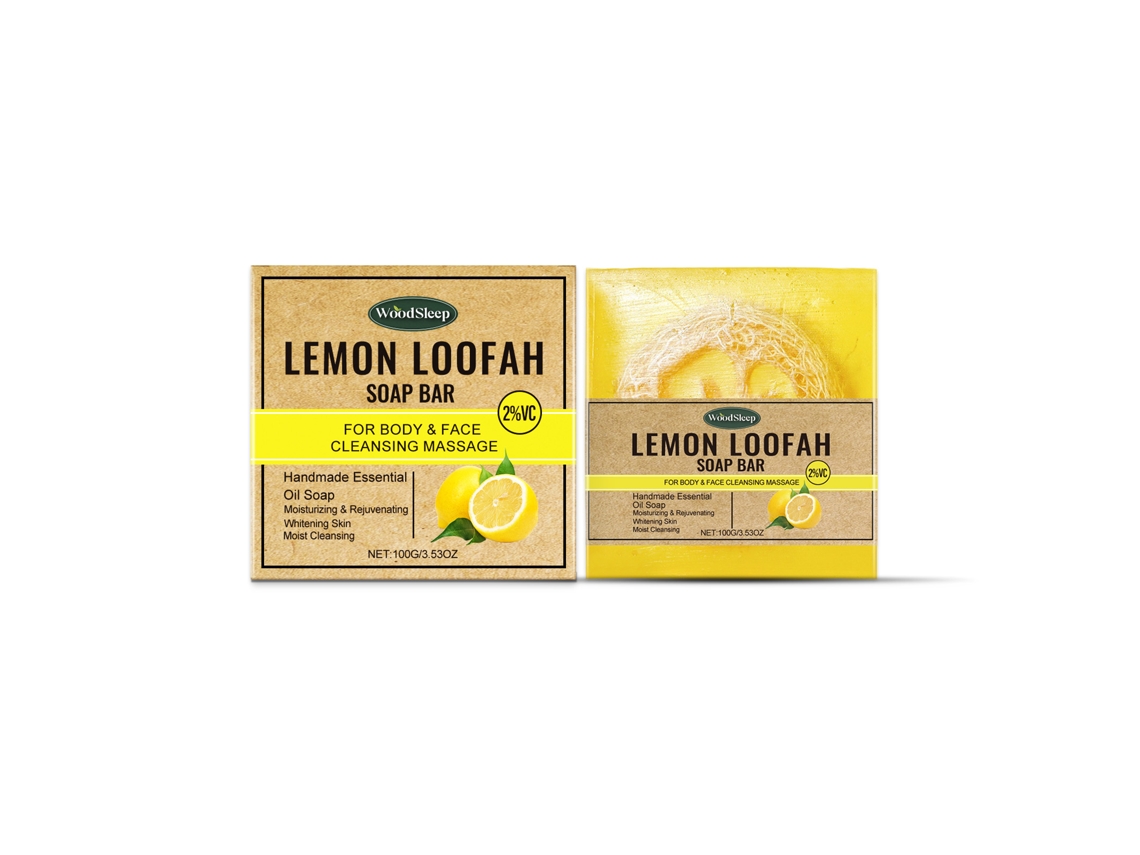Jabón con lufa natural y aceite esencial de limón.