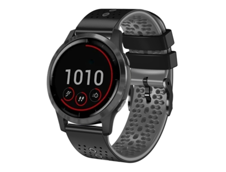 Correa Smartwatch para Garmin vivoactive 4 22mm Silicona Perforada Bicolor (Negro + Gris)
