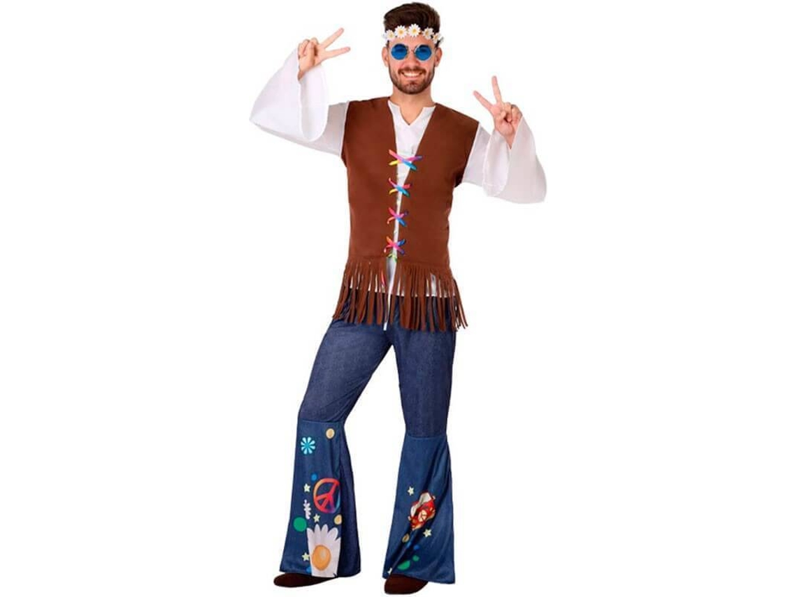 Disfraz de Hombre DISFRAZZES Hippie Con Chaleco (Talla: XL - 54/58)