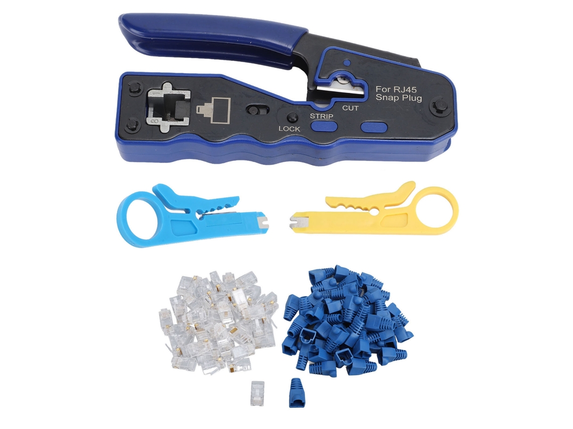 Kit De Herramientas De Crimpado Rj45 Cat6 Ethernet Con Paso De Cable, Con Funciones De Corte Y Pelado.