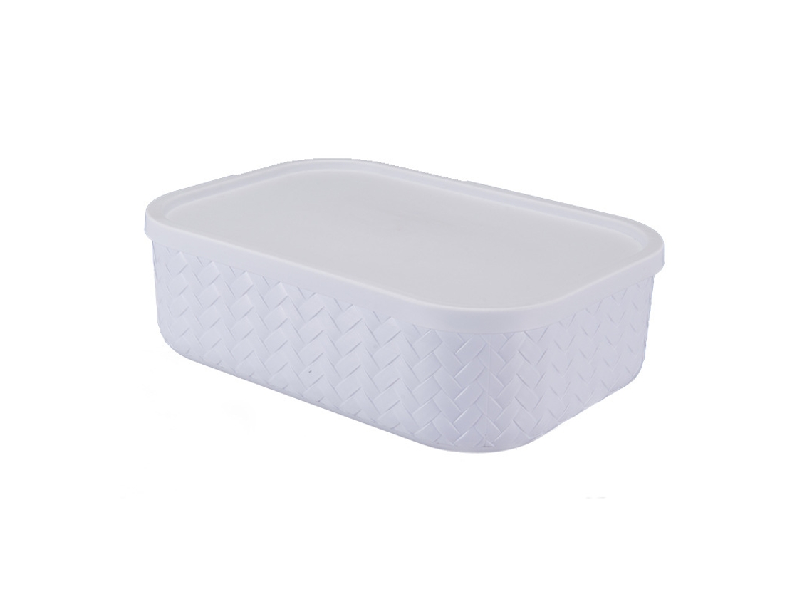 Caja pequeña de ratán artificial para guardar ropa, color blanco