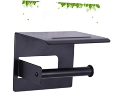 Portarrollos De Papel Higiénico De Aleación Negra, Soporte De Pared Con Estante De Almacenamiento.
