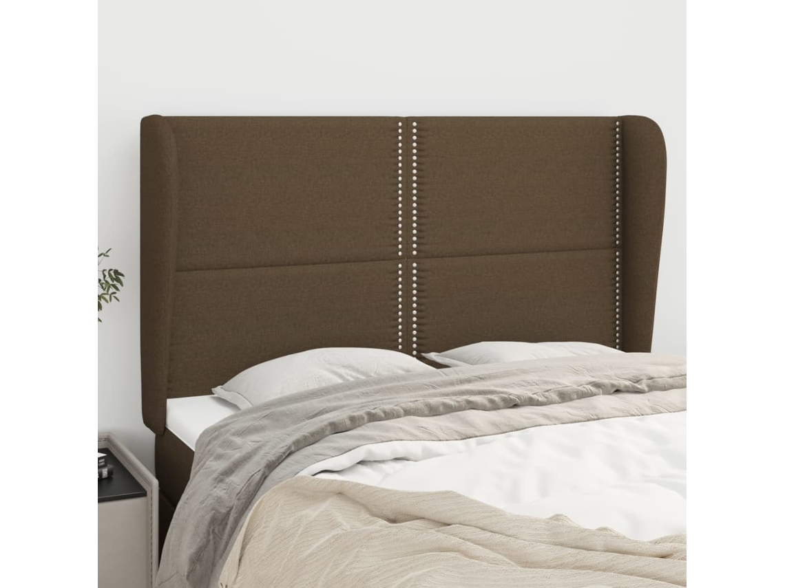 Cabecero Con Orejas De Tela Gris Claro 147x23x118/128 Cm