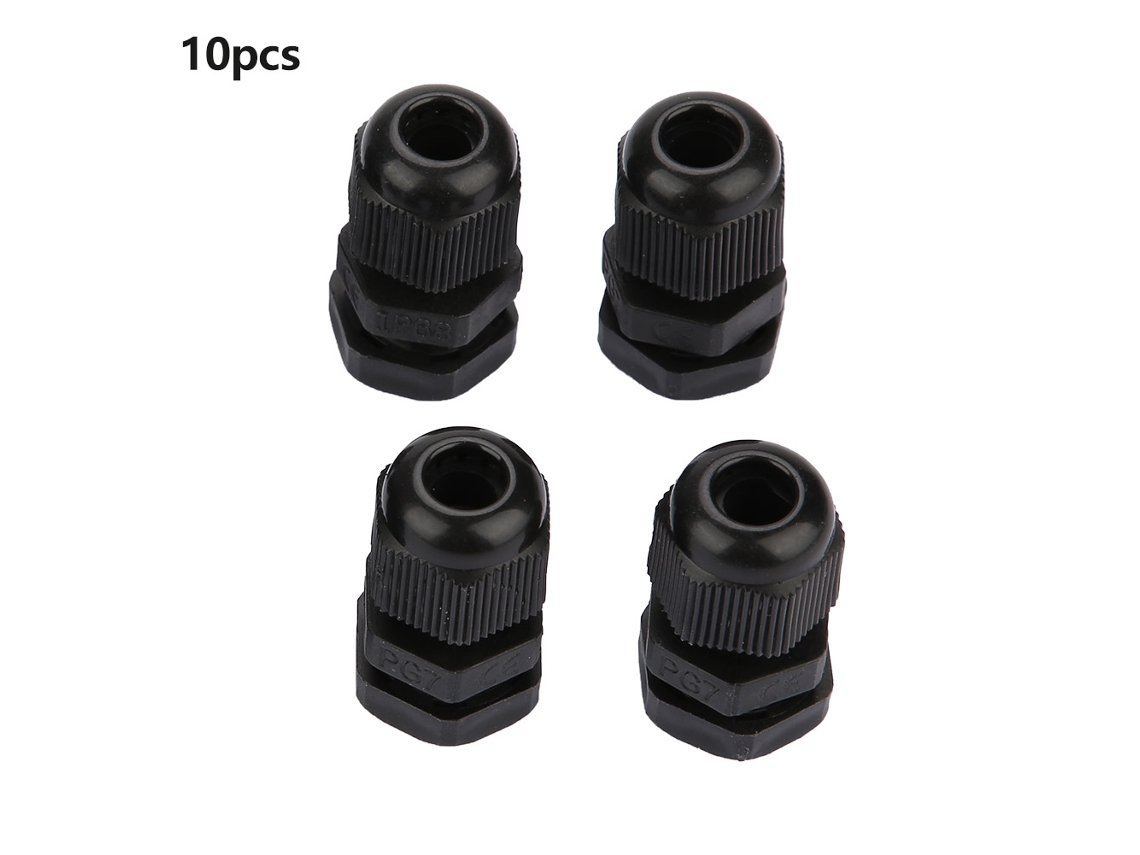 Yncm2026-10 Piezas Conector De Cable Nylon Plástico Impermeable Ip68 Pg7