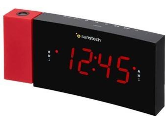 Radio Despertador SUNSTECH FRDP3RD (Rojo - Digital - FM - Corriente - Alarma Doble - Función Snooze)