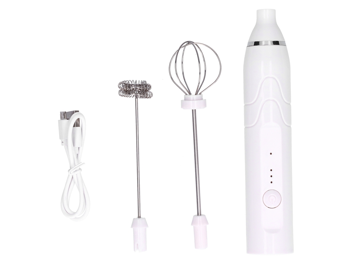 Espumador De Leche Eléctrico Portátil, 3 Velocidades, Usb, Batería Incluida, Acero Inoxidable, 2 Cabezales.
