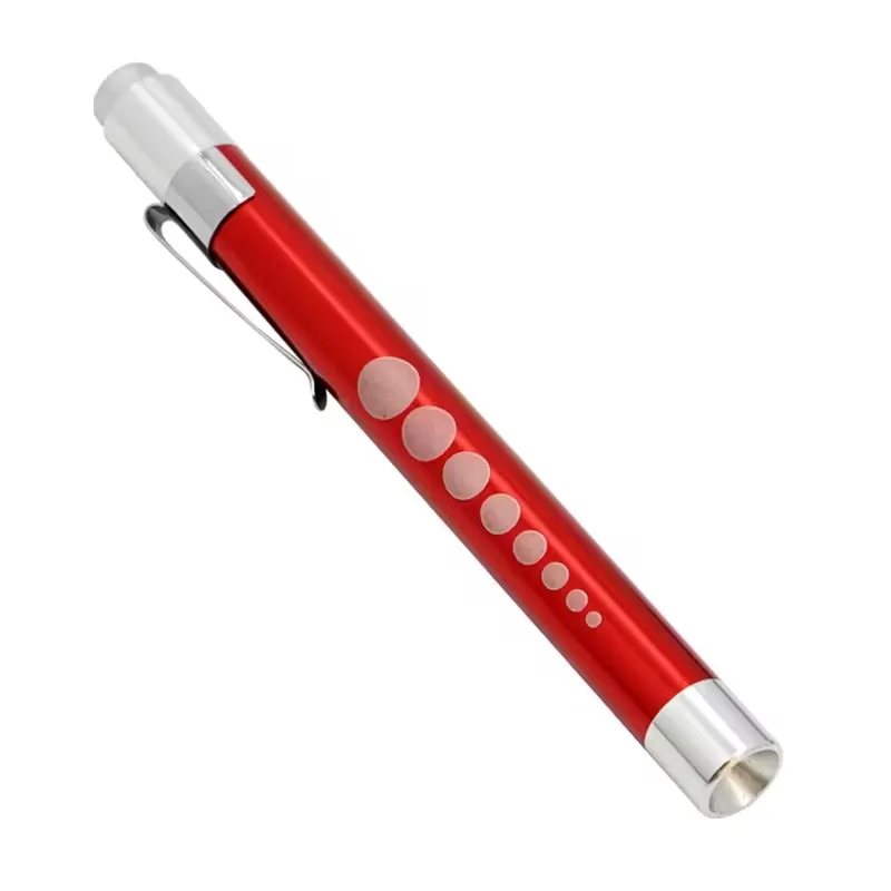 (Rojo - Cabeza cóncava - Luz amarilla) Mini linterna médica tipo bolígrafo - Linterna LED portátil - Para diagnóstico médico y de enfermería
