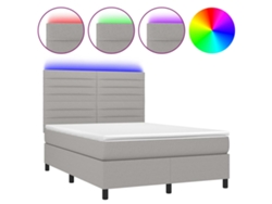 Maison Exclusive - Cama Box Spring Colchón Y Luces Led Tela Gris Claro 140x190 Cm