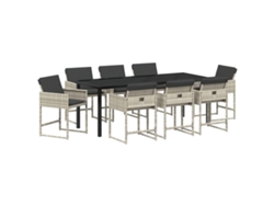 Maison Exclusive - Conjunto De Comedor De Jardín 9 Pcs Gris Claro Ratán Sintético