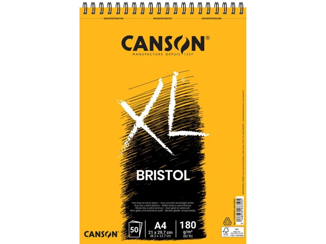 Bloc de Dibujo CANSON XL® Bristol, A4, 180 g/m², 50 Hojas