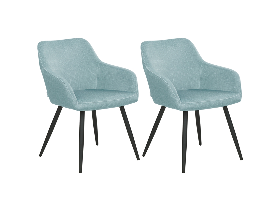Conjunto de 2 cadeiras de refeição modernas BELIANI Casmalia de Veludo Azul 59x62x78