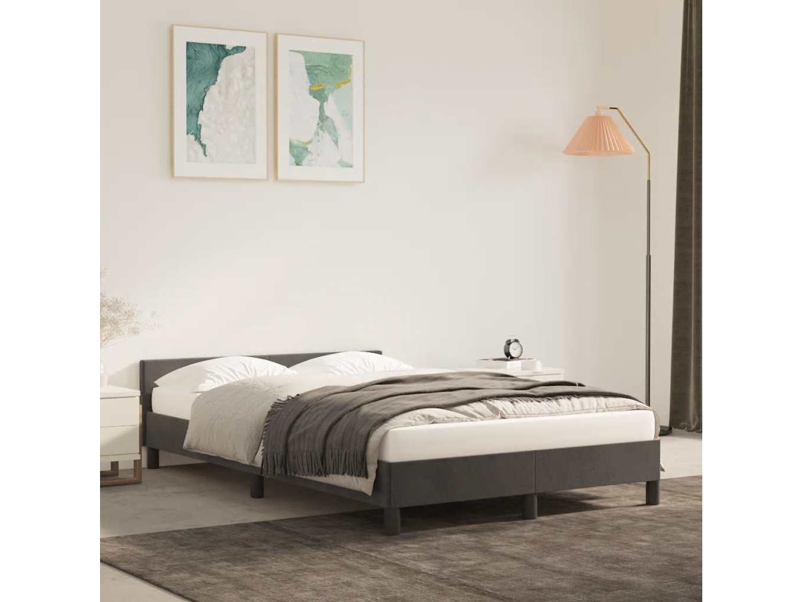 Estructura De Cama Sin Colchón Terciopelo Gris Oscuro 120x200cm