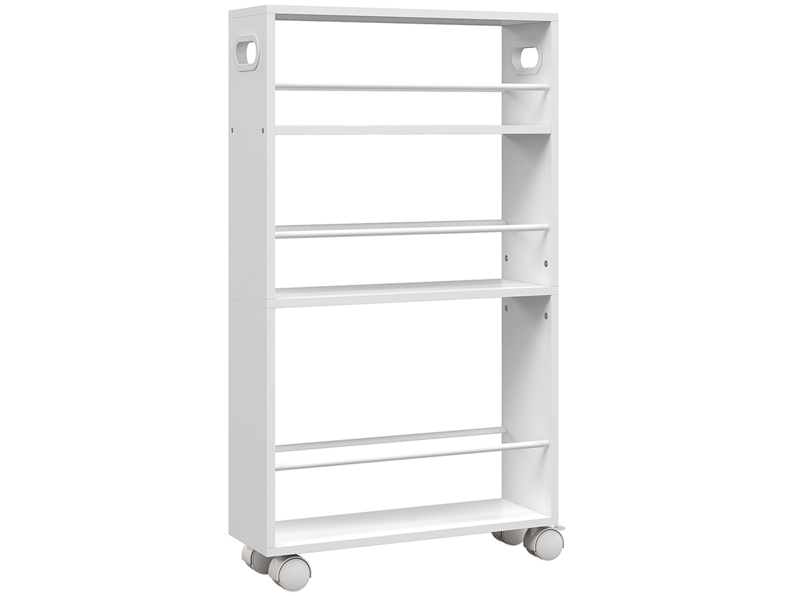 Columna de baño con 2 estantes abiertos, armario alto de 30x24x170 cm, madera y blanco, ZENCORE SERVICES