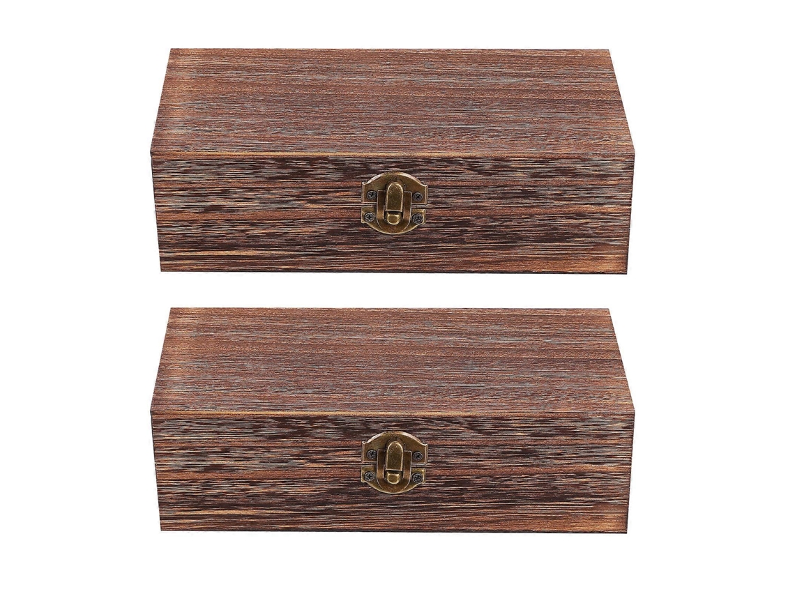 Juego de 2 cajas rectangulares de madera para guardar regalos y embalajes, estilo vintage. Hengjian