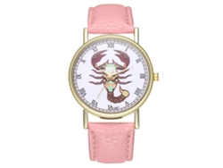 Reloj De Pulsera De Cuarzo Para Mujer Con Correa De Piel Sintética, Estilo Rosa Sencillo.