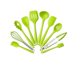 Juego de utensilios de cocina de silicona de 10 piezas, resistente al calor, 446 °F, verde, chrui