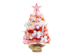 Árbol de Navidad rosa en miniatura, luz cálida, funciona con una pila AA