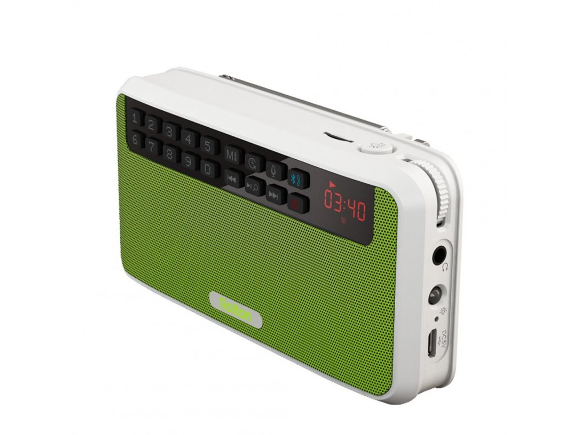 Radio Rolton E500 Estéreo portátil compatible con Bluetooth Altavoz Fm Clear Bass Dual Track Tarjeta tf Usb Reproductor de música Verde